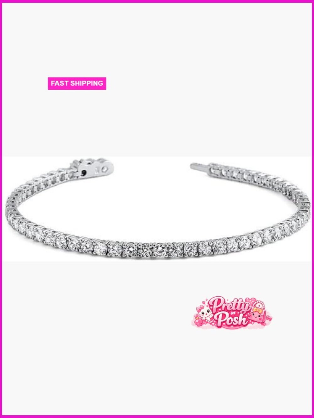 Sterling Silver Cubic Zirconia Tennis Bracelet 3mm